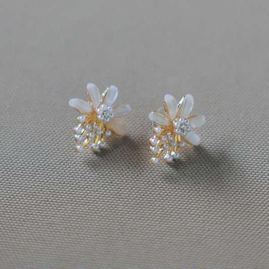 Delicate White Flower Earrings