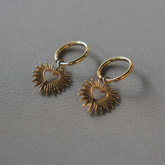 Heart Shaped Sun Ray Earrings