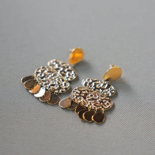 3 level Gold Festive Earrings