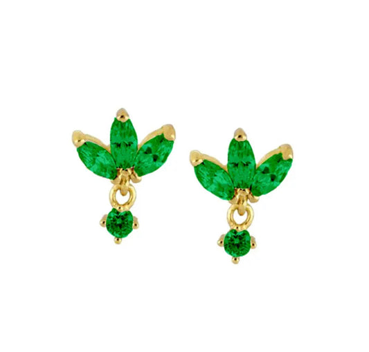 Green Triple Crown Stud with Charm (Single)