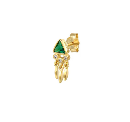 Green Triangle White Gem Stud